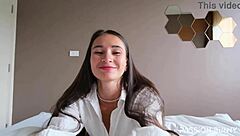 Morning facial cumshot swallowed by cute roommate!