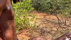 Homemade outdoor creampie with juicy ebony pussy