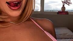 blonde amateur's wet pussy fingered in ripped clothes roleplay