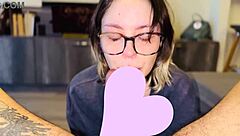 nerdy girl's sloppy deepthroat gagging head