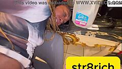 Str8rich Rips Panties And Pounds Tight Ebony Asshole In Kitchen