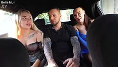 Guy picks up two sluts fucks them in taxi