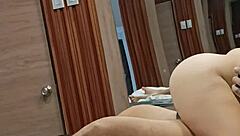 Cheating wife seduces lover on bed filling her with hot creampie close up