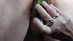 granny fucks hairy german pussy with cucumber deep