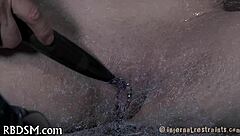 Bound hottie punished roughly bent over wet cunt spanking