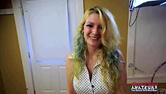 skinny blonde coed's mouth pussy jizzed deep