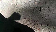 barefoot nylon tease balances outdoors in sheer pantyhose thrill