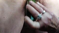 granny fucks hairy german pussy with cucumber deep