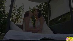 Hey, wanna watch two naughty angels eat pussies outdoors?