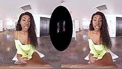 Amari plays vr games riding ebony toy