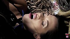 guy drills wet cunts in hairy threesome