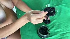 mature milf milks breeding bull's huge balls food fetish closeup