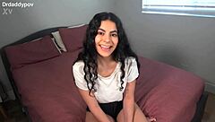 petite charmer angel gostosa strips teases bent over for big cock pounding