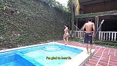 curvy 18yo latina virgin poolside turns to facial pounding
