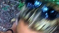 blonde girlfriend's teasing public woods deepthroat adventure