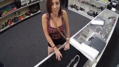 bimbo sneaks hardcore pounding behind shop counter