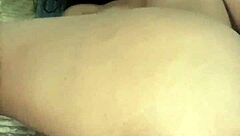 her small wet pussy stretched by massive black dildo