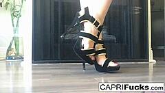 capri masturbates pussy big tits in high heels