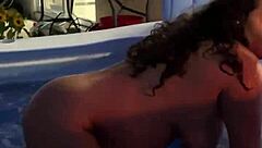 mature latina milf teases her big tits poolside wishing for company