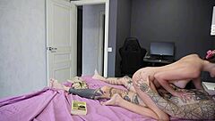 hey my tattoo artist is pounding my tight pussy so good