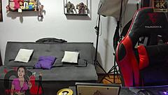 hot brunette invites bull over while cuck watches phone