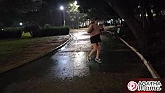 Agatha gets drenched fucking stranger in rain, so wet!