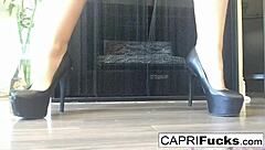 capri masturbates pussy big tits in high heels