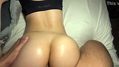 Roommate Blasts Cumshot on Hot Fitness Girl's Bubble Butt