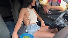 Hey, watch this horny latina let a stranger finger her to public orgasm