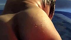 mature latina milf teases her big tits poolside wishing for company