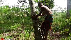 asian milf fucks local ebony boyfriend outdoors rough