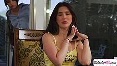 lesbian babysitter slaps boss tits pussy licks