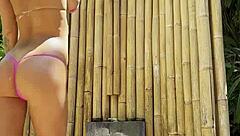 Monika Fox Poses Seductively In Pink Bikini Exotic Spots