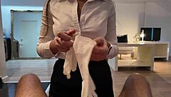 Bad grades mean glove punishment in teacher student garage roleplay