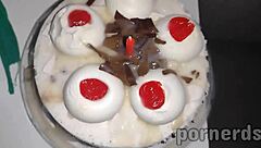 Scarlett devours 11 loads on birthday cake like a nasty arcade slut