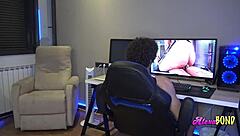 blonde mistress bonds submissive for latex ass blowjob