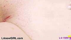 Blonde milf strips naked for steamy closeup massage