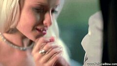 Blonde Babe Delivers Artistic Deepthroat Blowjob Cumshot