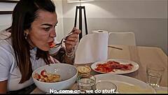 shy girl, watch me teach you to suck dick right in this double blowjob