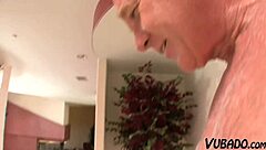 Blonde babe gets cum on her ass