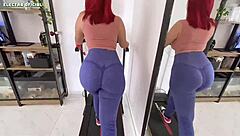 Voyeur rips legging off busty latina prostitute