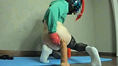 Trans Stretches Anal Hole With Huge Dildo