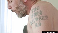 dharma jones makes dilf mike mancini cum on her ass during raw sex