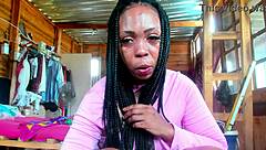 Big Booty Ebony MILF Tries Denim Shorts and Long Boots Seductively