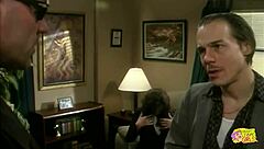 lesbian office threesome with strapon fingering and orgasms