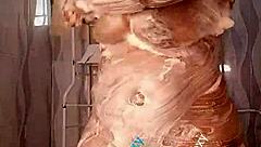 let's steam up my bathroom with ebony big ass shower dildo play!