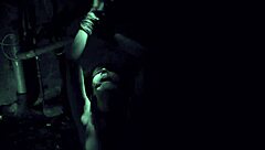 Petite brunette fingers her hairy pussy in abandoned car kink!