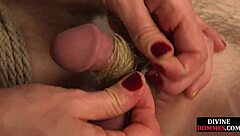 dominatrix clamps bound slave then pegs ass in heels humiliation