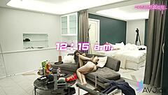 Chinese brunette rides hard cowgirl with intense doggystyle pounding