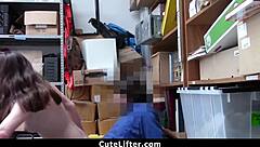 shoplifter teen punished hard by burglar in front of boyfriend